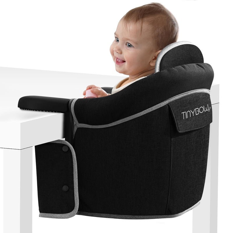 Tinybow Hook On High Chair for Baby, High Chair That Attaches to Table - Clip On High Chair for Table, Portable High Chair for Travel, Highchair for Baby Seat - Portable Baby Chair for Eating, Black - Image 1